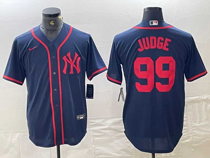 Men%27s New York Yankees #99 Aaron Judge Navy Red Fashion Cool Base Jersey->new york yankees->MLB Jersey